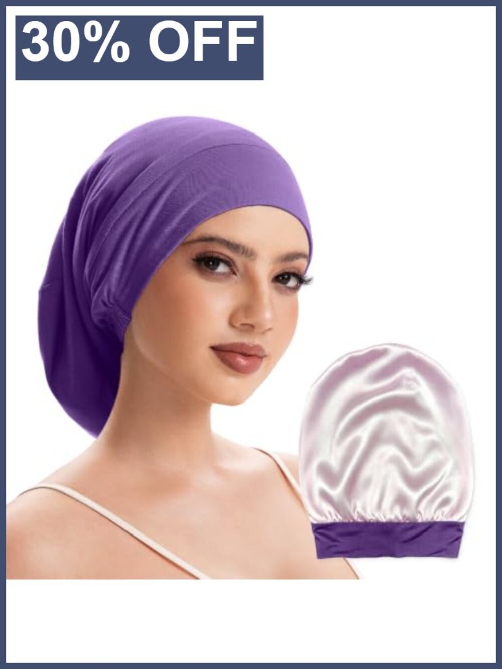 100% Silk Lined Bonnet Sleep Cap Anti-Frizz Adjustable Night Hat